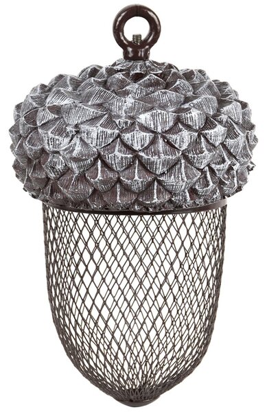 Závěsné krmítko pro ptáky Acorn, 30x13,5 cm, kov/polyesterová pryskyřice, šedá
