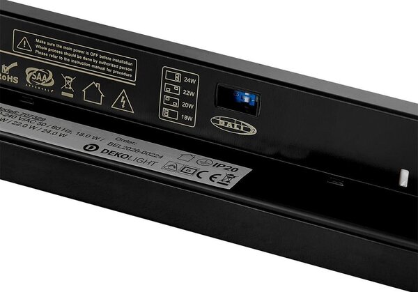 IMPR 707329 Deko-Light 3-fázové svítidlo lineární Pro Office 600, 18/20/22/24 W, DALI, 3000 K, černá - DEKOLIGHT