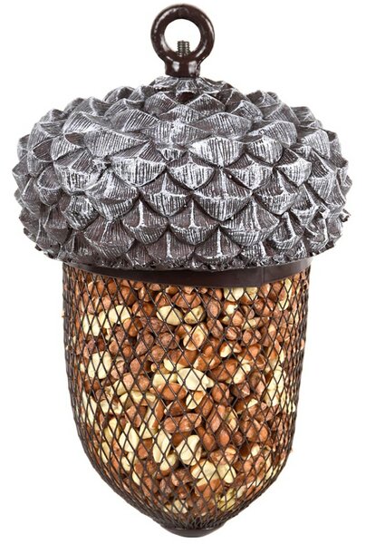Závěsné krmítko pro ptáky Acorn, 30x13,5 cm, kov/polyesterová pryskyřice, šedá