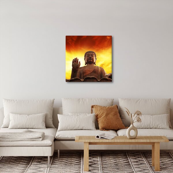 Obraz - Buddha s červenožlutým pozadím (30x30 cm)