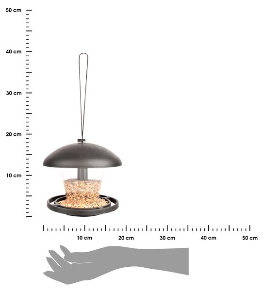 Závěsné krmítko pro ptáky Mushroom, 17,5x19,5 cm, plast, černá