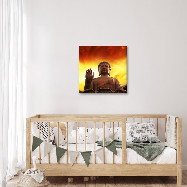 Obraz - Buddha s červenožlutým pozadím (30x30 cm)