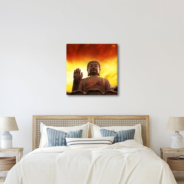 Obraz - Buddha s červenožlutým pozadím (30x30 cm)