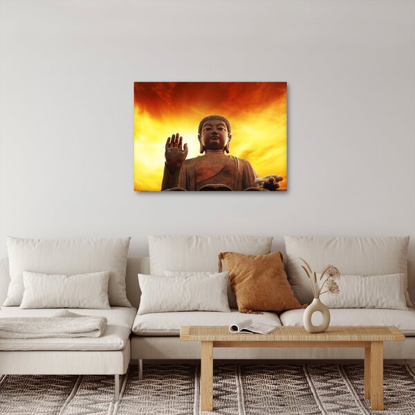 Obraz - Buddha s červenožlutým pozadím (70x50 cm)