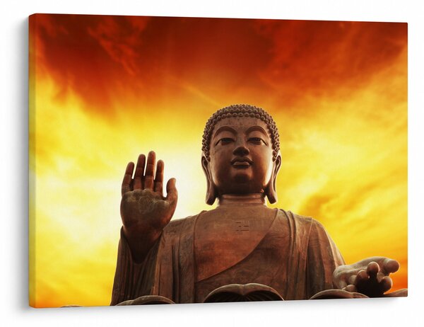 Obraz - Buddha s červenožlutým pozadím (70x50 cm)