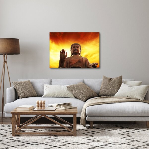 Obraz - Buddha s červenožlutým pozadím (70x50 cm)