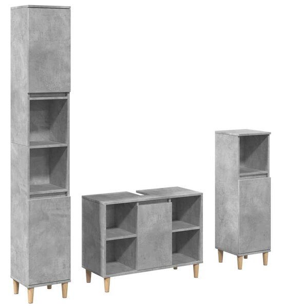 3dílný set koupelnového nábytku betonově šedý kompozitní dřevo 3324951