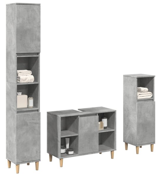 3dílný set koupelnového nábytku betonově šedý kompozitní dřevo 3324951