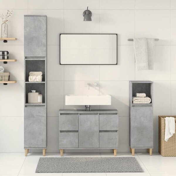 3dílný set koupelnového nábytku betonově šedý kompozitní dřevo 3324949