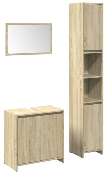 3dílný set koupelnového nábytku dub sonoma kompozitní dřevo 3324974