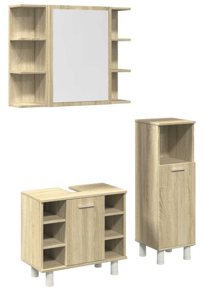 3dílný set koupelnového nábytku dub sonoma kompozitní dřevo 3324975