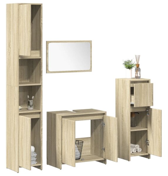 4dílný set koupelnového nábytku dub sonoma kompozitní dřevo 3324969
