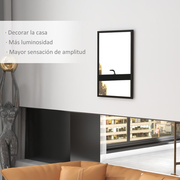 HOMCOM Obdélníkové Zrcadlo - Koupelnové Zrcadlo 50x70 cm - Dekorativní Nástěnné Zrcadlo pro Obývací Pokoj, Předsíň, Chodbu | Aosom
