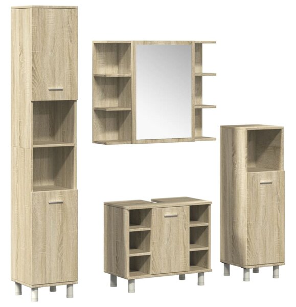 4dílný set koupelnového nábytku dub sonoma kompozitní dřevo 3324970