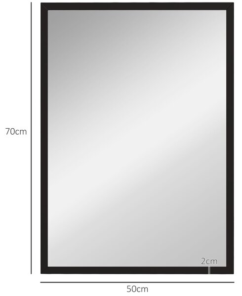 HOMCOM Obdélníkové Zrcadlo - Koupelnové Zrcadlo 50x70 cm - Dekorativní Nástěnné Zrcadlo pro Obývací Pokoj, Předsíň, Chodbu | Aosom