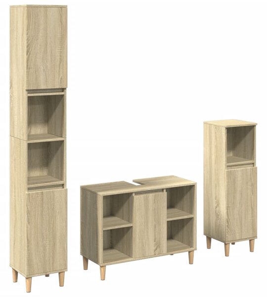 3dílný set koupelnového nábytku dub sonoma kompozitní dřevo 3325079