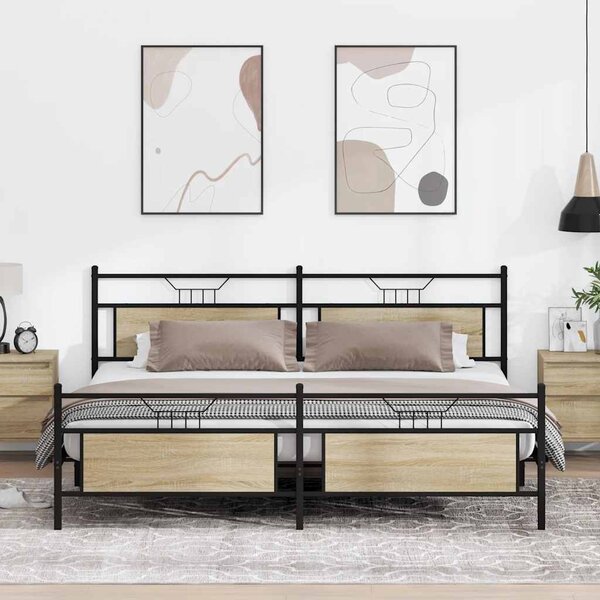 Kovový rám postele bez matrace dub sonoma 193 x 203 cm 3325100