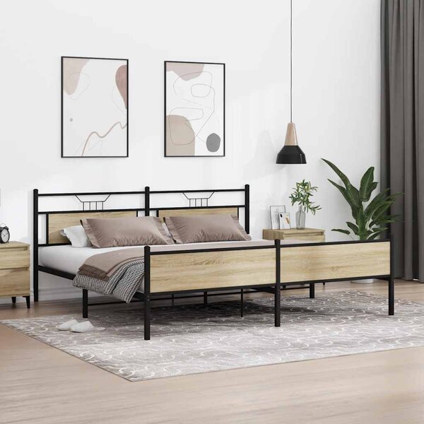 Kovový rám postele bez matrace dub sonoma 193 x 203 cm 3325100