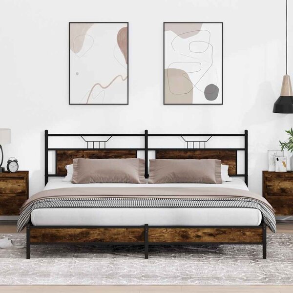 Kovový rám postele bez matrace kouřový dub 193 x 203 cm 3325107