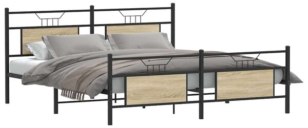 Kovový rám postele bez matrace dub sonoma 160 x 200 cm 3325097