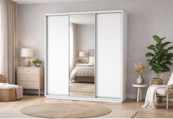 Skříň s posuvnými dveřmi 2500x2200x600 2LTD 1 zrcadlo nymphaea alba, profil stříbrný