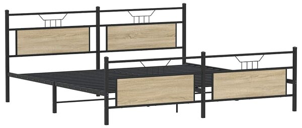 Kovový rám postele bez matrace dub sonoma 193 x 203 cm 3325100