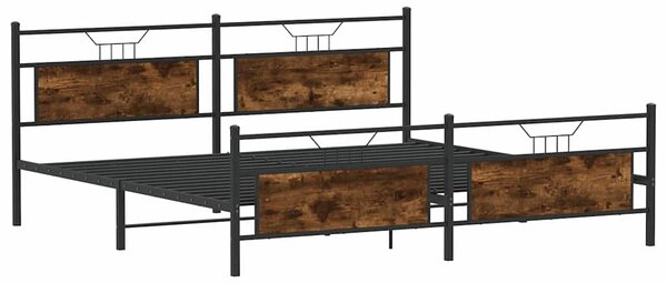 Kovový rám postele bez matrace kouřový dub 193 x 203 cm 3325095