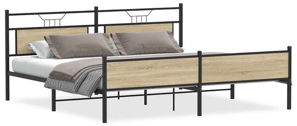 Kovový rám postele bez matrace dub sonoma 193 x 201 cm 3325127