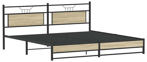 Kovový rám postele bez matrace dub sonoma 193 x 203 cm 3325122