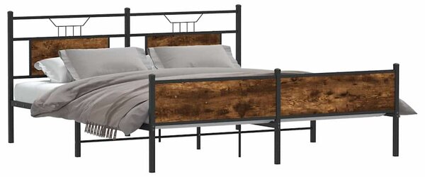 Kovový rám postele bez matrace kouřový dub 183 x 213 cm 3325115