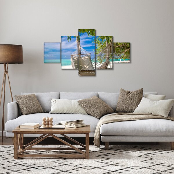 Obraz - Houpací síť na pláži (125x70 cm)