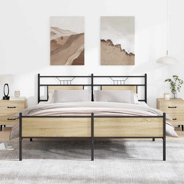Kovový rám postele bez matrace dub sonoma 183 x 213 cm 3325126