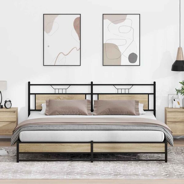 Kovový rám postele bez matrace dub sonoma 193 x 203 cm 3325122