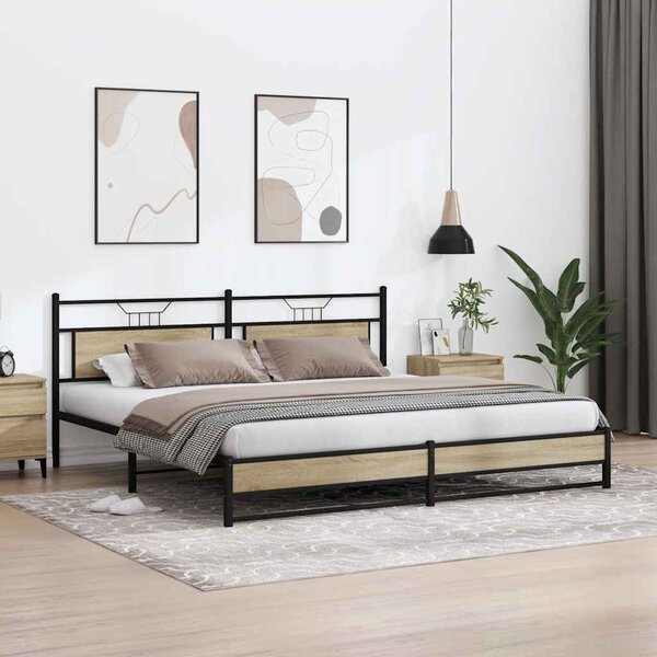 Kovový rám postele bez matrace dub sonoma 193 x 203 cm 3325122