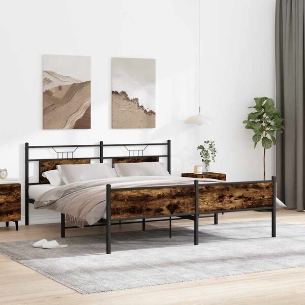 Kovový rám postele bez matrace kouřový dub 180 x 200 cm 3325114