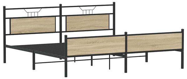 Kovový rám postele bez matrace dub sonoma 193 x 201 cm 3325127