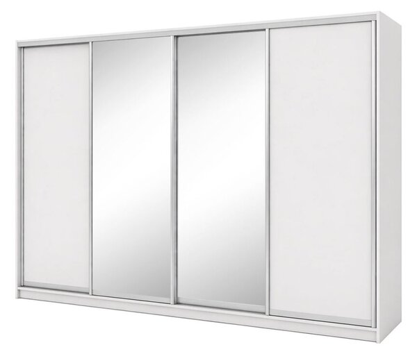 Skříň s posuvnými dveřmi 3000x2200x600 2LTD 2 zrcadla nymphaea alba, profil stříbrný