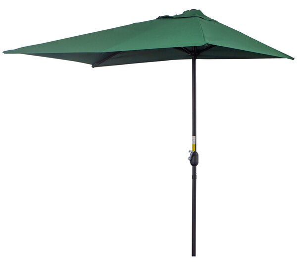 Outsunny Obdélníkový Umbrella 230x130x245 cm Závěsný Parasol Poloviční Slunečník s Kličkou UV 30+ Ochrana Vodotěsný Slunečník pro Balkon Terasu Zahrad