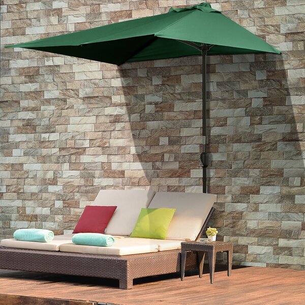 Outsunny Obdélníkový Umbrella 230x130x245 cm Závěsný Parasol Poloviční Slunečník s Kličkou UV 30+ Ochrana Vodotěsný Slunečník pro Balkon Terasu Zahrad