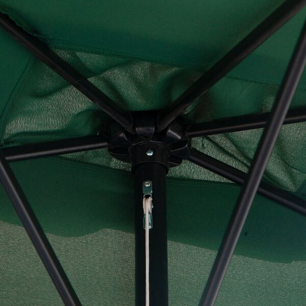 Outsunny Obdélníkový Umbrella 230x130x245 cm Závěsný Parasol Poloviční Slunečník s Kličkou UV 30+ Ochrana Vodotěsný Slunečník pro Balkon Terasu Zahrad