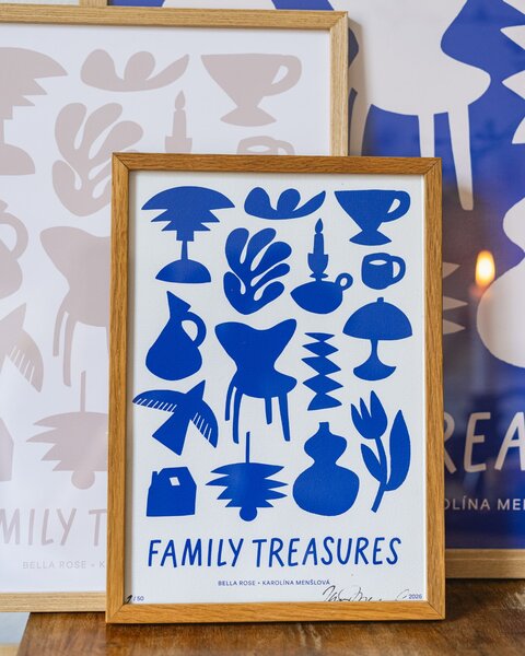Plakát Family Treasures Beige / Blue 70 x 100 cm