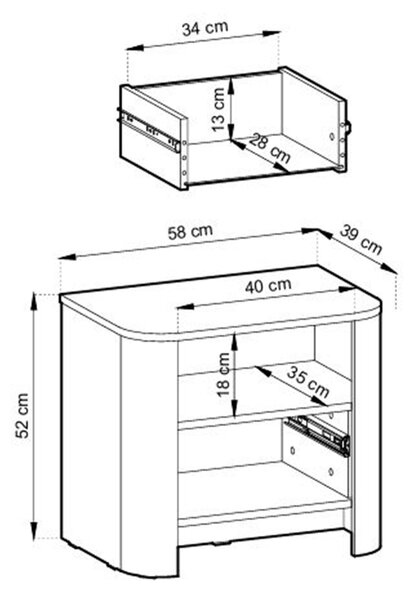 Noční stolek Sorrenti 58 cm – kašmír