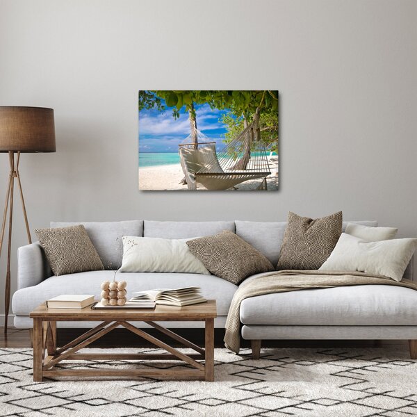 Obraz - Houpací síť na pláži (70x50 cm)