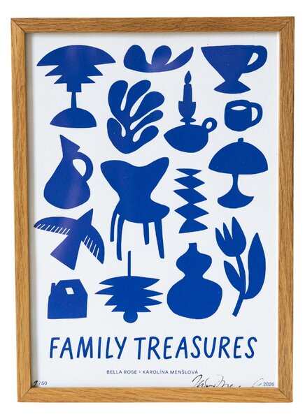 Signovaný umělecký tisk Family Treasures Blue A4