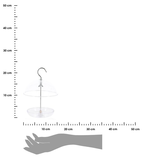 Závěsné krmítko pro ptáky Round, 21,5x15,5 cm, plast, transparentní