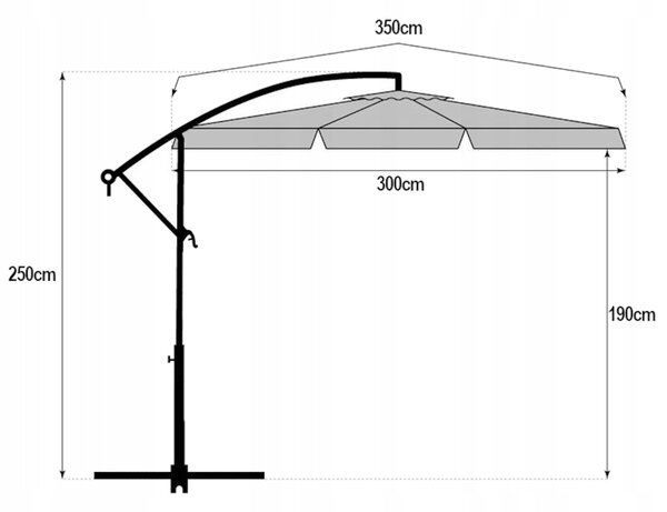 Zahradní skládací slunečník ARCADIA 300 cm, šedý