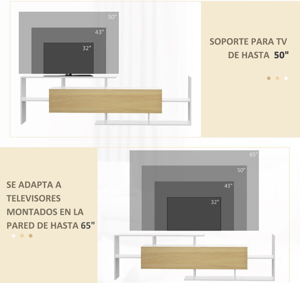 HOMCOM Sada nábytku do obývacího pokoje - TV stolek pro TV do 65" zavěšený na stěně nebo do 40" stojící na zemi, TV stůl 153,6x25x42 cm a nástěnná pol