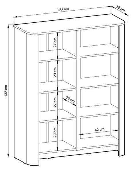Vysoká komoda Sorrenti 103 cm – kašmír / zlatá