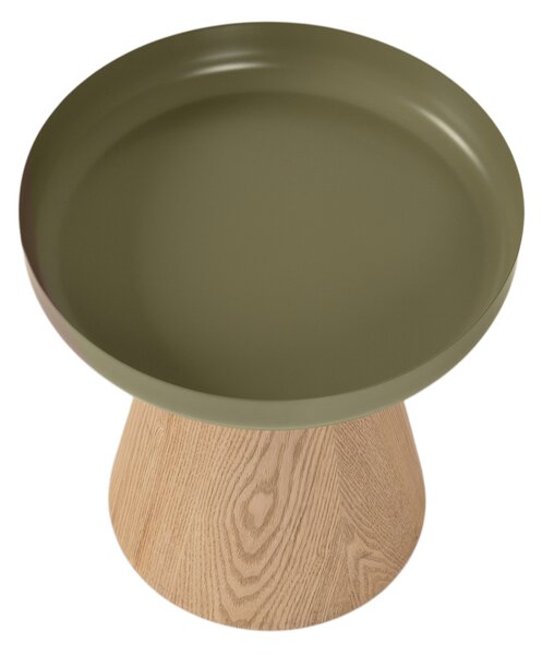 Kulaty konferenční stolek Tresel 40 cm do obývacího pokoje - přírodní / zelený