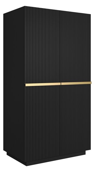 Skříň Nicole 100 cm - černý mat / zlaté úchytky